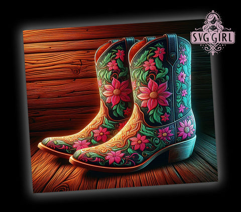 Cowgirl Boots 20oz Tumbler Wrap Sublimation Design, Straight Tapered Tumbler Wrap, Country Lover Tumbler Png, Instant Digital Download Sublimation SvggirlplusArt 