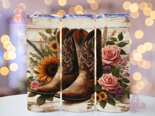 Cowgirl Boots 20oz Tumbler Wrap Sublimation Design, Straight Tapered Tumbler Wrap, Western Tumbler Png, Instant Digital Download Sublimation SvggirlplusArt 