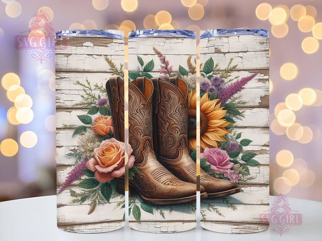 Cowgirl Boots 20oz Tumbler Wrap Sublimation Design, Straight Tapered Tumbler Wrap, Western Tumbler Png, Instant Digital Download Sublimation SvggirlplusArt 