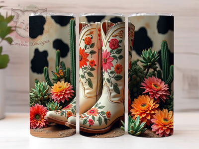 Cowgirl Boots 20oz Western Tumbler Wrap, Western Tumbler Wrap, Cactus Floral Cup, 20oz Sublimation Design, Rodeo Cowgirl Mug, Country Western PNG, Desert Theme Tumbler Sublimation Lara' s Designs 