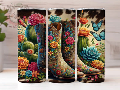 Cowgirl Boots 20oz Western Tumbler Wrap, Western Tumbler Wrap, Cactus Floral Cup, 20oz Sublimation Design, Rodeo Cowgirl Mug, Country Western PNG, Desert Theme Tumbler Sublimation Lara' s Designs 
