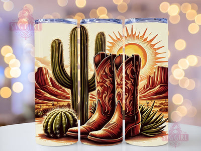 Cowgirl Boots and Cactus 20oz Tumbler, Cowgirl Tumbler Png, Straight Tapered Tumbler Wrap, Instant Digital Download Sublimation SvggirlplusArt 