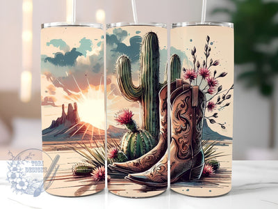 Cowgirl Boots and Cactus 20oz Tumbler Wrap Sublimation Design, Cowgirl Tumbler, Instant Digital Download Sublimation ToriDesigns 