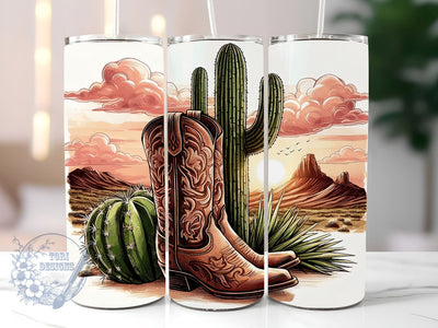 Cowgirl Boots and Cactus 20oz Tumbler Wrap Sublimation Design, Cowgirl Tumbler, Instant Digital Download Sublimation ToriDesigns 