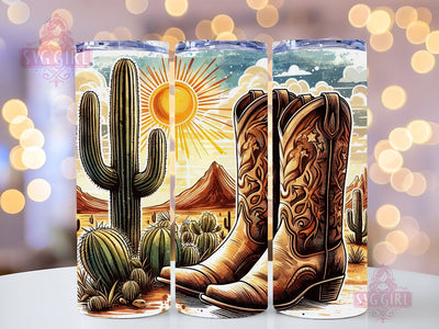 Cowgirl Boots and Cactus Tumbler Wrap, 20 oz Tumbler Sublimation Designs, Country Tumbler Wrap, Western Tumbler Wrap, Cowgirl Sublimation Design Sublimation SvggirlplusArt 