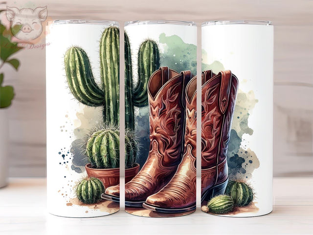 Cowgirl Boots and Cactus Tumbler Wrap, Cowgirl PNG Downloads, 20oz Tumbler Png, Sublimation Design, Digital, Digital Download PNG Sublimation Lara' s Designs 