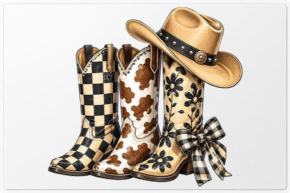 Cowgirl Boots and Cowboy Hat PNG | Western Sublimation PNG SVG BillahCrafts 