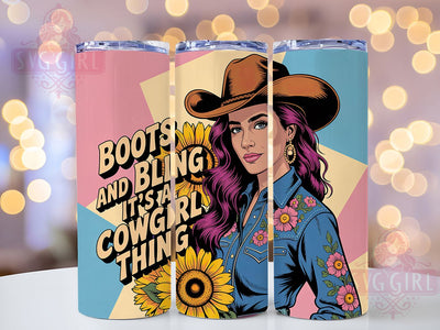 Cowgirl Boots Bling 20oz Tumbler, Boots and Bling Quote, It’s a Cowgirl Thing, Western Cowgirl Wrap, Rustic Cowgirl Sublimation, 20oz Tumbler Wrap, Sublimation Design PNG, Country Western Gift Sublimation SvggirlplusArt 