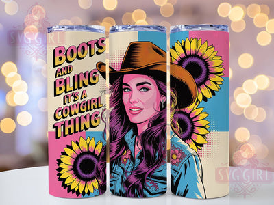 Cowgirl Boots Bling 20oz Tumbler, Boots and Bling Quote, It’s a Cowgirl Thing, Western Cowgirl Wrap, Rustic Cowgirl Sublimation, 20oz Tumbler Wrap, Sublimation Design PNG, Country Western Gift Sublimation SvggirlplusArt 