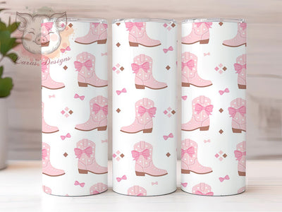 Cowgirl Boots & Bows 20oz Tumbler, Cowgirl Boots, Bow Design, Western Style, Rustic Charm, Country Motif, Skinny Tumbler, Sublimation PNG Sublimation Lara' s Designs 