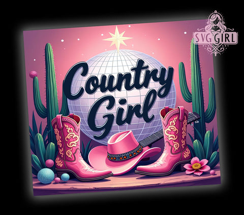 Cowgirl Boots, Country Girl, 20oz Tumbler, Sublimation Design, Western Decor, Rustic Gift, Country Style Drinkware Sublimation SvggirlplusArt 