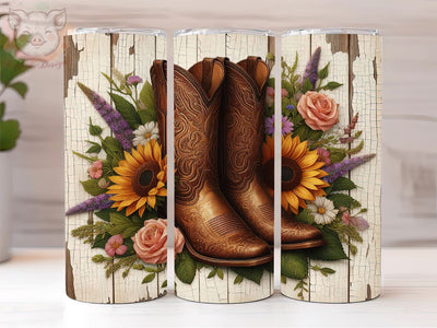 Cowgirl Boots Floral 20oz Tumbler Png, Straight & Tapered Tumbler Png, Western Tumbler Png, Digital Download PNG Sublimation Lara' s Designs 