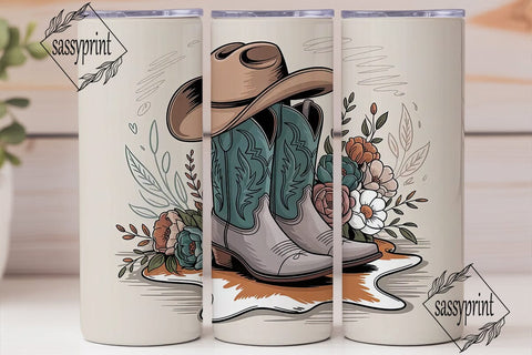 Cowgirl Boots & Floral 20oz Tumbler Wrap Sublimation sassyprint 
