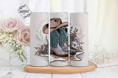 Cowgirl Boots & Floral 20oz Tumbler Wrap Sublimation sassyprint 