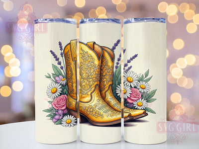 Cowgirl Boots Floral Western Country Chic Tumbler Wrap, 20oz Drinkware, Western Style Sublimation, Country Chic Tumbler, Floral Drinkware, Rustic Gifts Sublimation SvggirlplusArt 