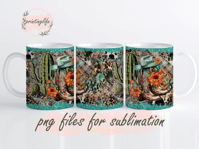 Cowgirl Boots Mug Wrap Design, Instant Digital Design Download Mug Wrap Design, Mug Design PNG Sublimation PrintingLife 