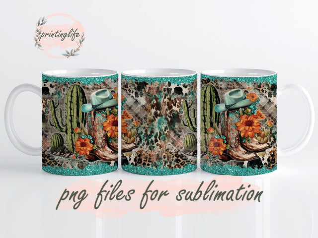 Cowgirl Boots Mug Wrap Design, Instant Digital Design Download Mug Wrap Design, Mug Design PNG Sublimation PrintingLife 