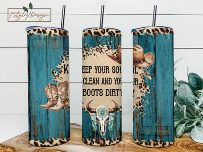 Cowgirl Boots Tumbler Wrap, 20 oz Tumbler Sublimation Designs, Country Tumbler Wrap, Western Tumbler, Cowhide PNG, Western Floral Tumbler Sublimation iStyleDesign 