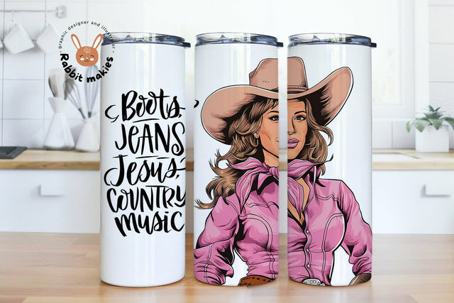 Cowgirl Boots Tumbler Wrap PNG, Boots Jeans Jesus Cowgirls Tumbler PNG, Cowgirl Boots Sublimation 20oz Country Western Skinny Tumbler Design Sublimation Rabbitmakies 