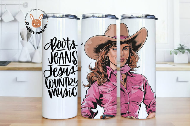 Cowgirl Boots Tumbler Wrap PNG, Boots Jeans Jesus Cowgirls Tumbler PNG, Cowgirl Boots Sublimation 20oz Country Western Skinny Tumbler Design Sublimation Rabbitmakies 