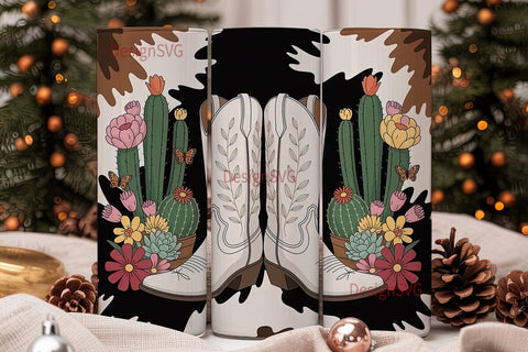 Cowgirl Boots Tumbler Wrap Sublimation DesignSVG 