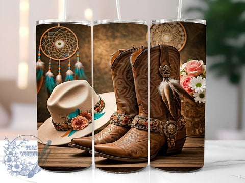 Cowgirl Boots Western Rustic Trendy Tumbler, Western Style Drinkware, 20oz Sublimation Wrap, Rustic Western Cup, Trendy Cowgirl Gift, Country Decor Tumbler, Fashionable Boot Drinkware Sublimation ToriDesigns 