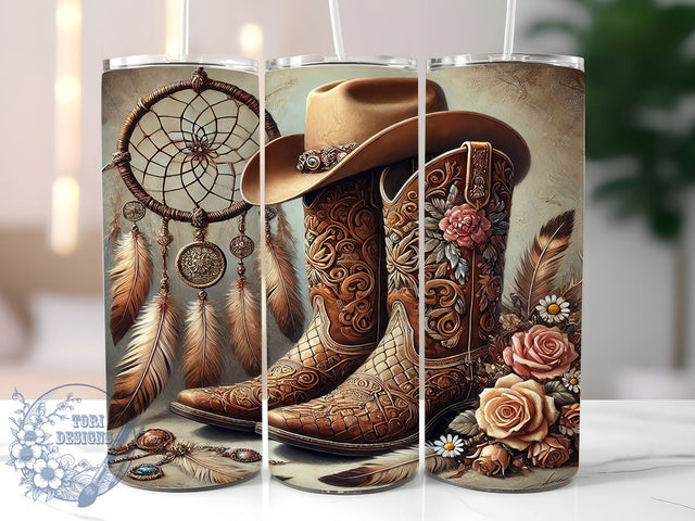 Cowgirl Boots Western Rustic Trendy Tumbler, Western Style Drinkware, 20oz Sublimation Wrap, Rustic Western Cup, Trendy Cowgirl Gift, Country Decor Tumbler, Fashionable Boot Drinkware Sublimation ToriDesigns 