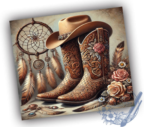 Cowgirl Boots Western Rustic Trendy Tumbler, Western Style Drinkware, 20oz Sublimation Wrap, Rustic Western Cup, Trendy Cowgirl Gift, Country Decor Tumbler, Fashionable Boot Drinkware Sublimation ToriDesigns 