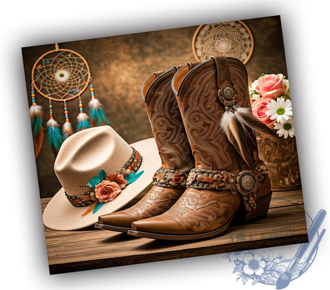 Cowgirl Boots Western Rustic Trendy Tumbler, Western Style Drinkware, 20oz Sublimation Wrap, Rustic Western Cup, Trendy Cowgirl Gift, Country Decor Tumbler, Fashionable Boot Drinkware Sublimation ToriDesigns 