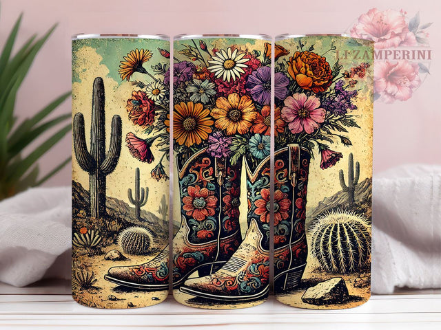 Cowgirl Boots Wildflowers Tumbler Wrap, Cowgirl Boots Tumbler, Wildflowers Design, 20oz Tumbler Wrap, Sublimation Design, Western Decor, Floral Drinkware, Rustic Gift Idea Sublimation Li Zamperini 