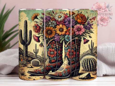 Cowgirl Boots Wildflowers Tumbler Wrap, Cowgirl Boots Tumbler, Wildflowers Design, 20oz Tumbler Wrap, Sublimation Design, Western Decor, Floral Drinkware, Rustic Gift Idea Sublimation Li Zamperini 