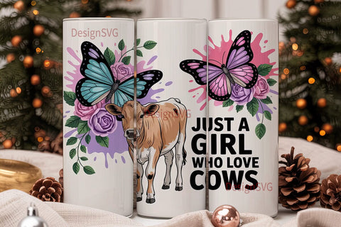 Cowgirl Calf & Butterfly 20oz Tumbler Sublimation DesignSVG 