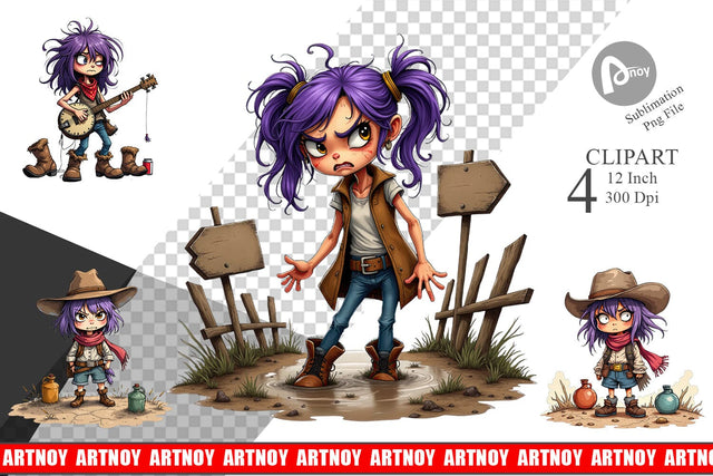 Cowgirl Chaos Clipart Sublimation artnoy 