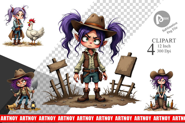 Cowgirl Chaos Clipart Sublimation artnoy 