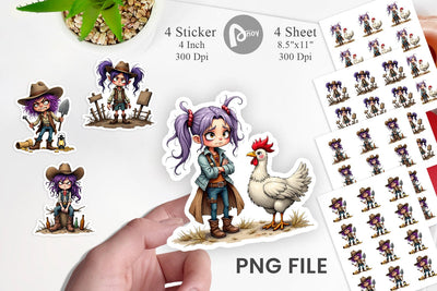 Cowgirl Chaos Sticker Sublimation artnoy 