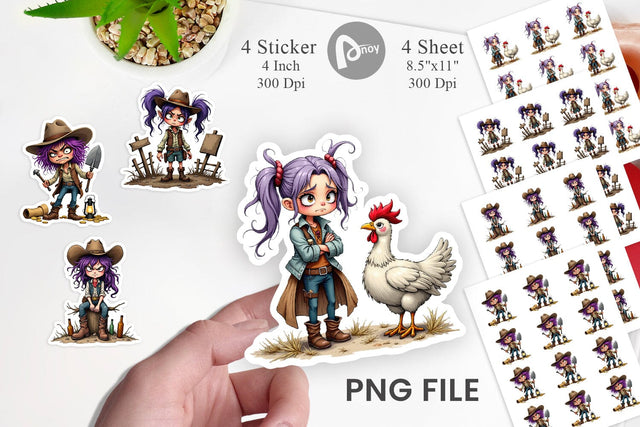 Cowgirl Chaos Sticker Sublimation artnoy 