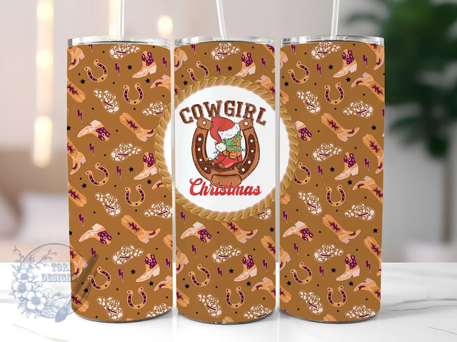 Cowgirl Christmas 20 oz Skinny Tumbler Sublimation Design, Western Christmas Tumbler Png, Straight & Tapered Tumbler Wrap, Instant Digital Download Sublimation ToriDesigns 