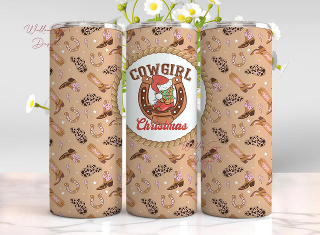 Cowgirl Christmas Tumbler Wrap, Western 20oz Skinny Tumbler Sublimation Design, Instant PNG Download Sublimation WillowSageDesign 