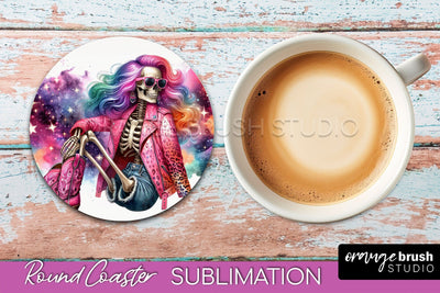 Cowgirl Coaster, Skeleton Round Coaster Sublimation Sublimation OrangeBrushStudio 