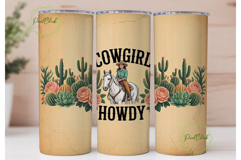 Cowgirl Desert Blooms 20oz Tumbler Wrap Sublimation PixelChick 