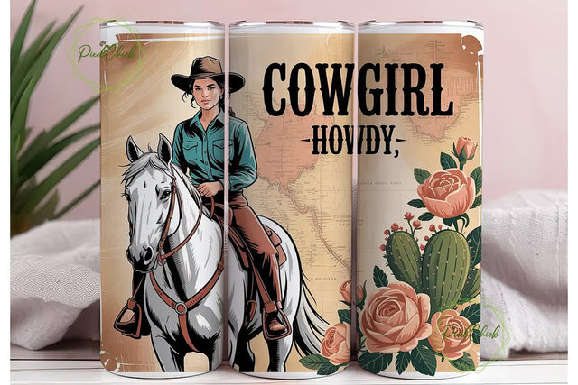 Cowgirl Desert Blooms 20oz Tumbler Wrap Sublimation PixelChick 