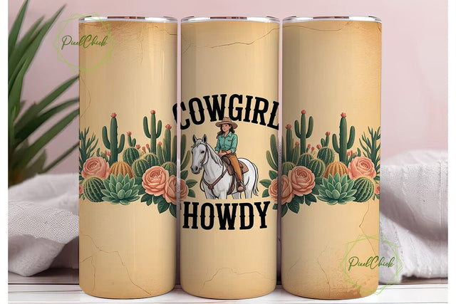 Cowgirl Desert Blooms 20oz Tumbler Wrap Sublimation PixelChick 