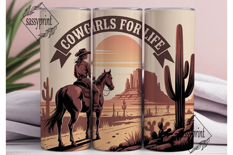 Cowgirl Desert Ride 20oz Tumbler Wrap Sublimation sassyprint 