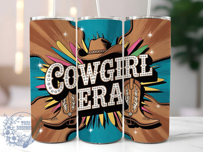 Cowgirl Era Glitter 20oz Tumbler, Western Style, Glitter Rhinestone, 20oz Sublimation, PNG Design, Rustic Mug, Country Gift Sublimation ToriDesigns 