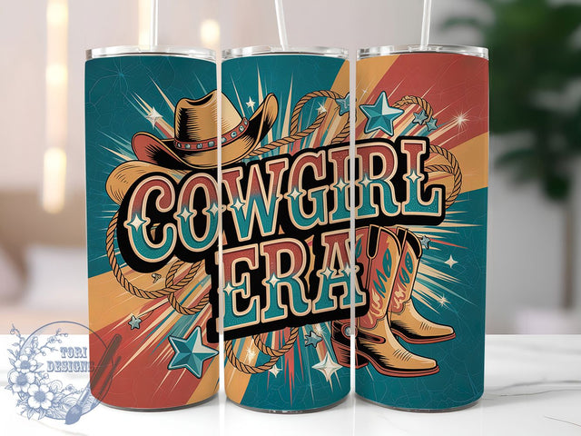 Cowgirl Era Glitter 20oz Tumbler, Western Style, Glitter Rhinestone, 20oz Sublimation, PNG Design, Rustic Mug, Country Gift Sublimation ToriDesigns 