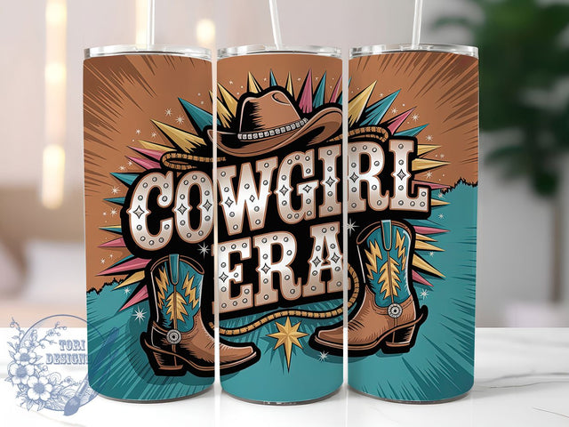 Cowgirl Era Glitter 20oz Tumbler, Western Style, Glitter Rhinestone, 20oz Sublimation, PNG Design, Rustic Mug, Country Gift Sublimation ToriDesigns 