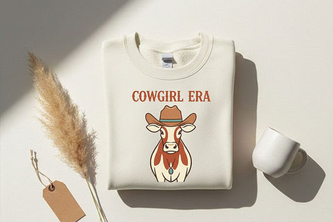 Cowgirl Era Png, Western Cowgirl Sublimation Design, Cute Cow with Cowboy Hat Graphic, Country Concert Shirt Png, Rodeo Western Clipart SVG TiffsCraftyCreations 