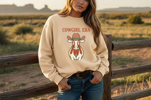 Cowgirl Era Png, Western Cowgirl Sublimation Design, Cute Cow with Cowboy Hat Graphic, Country Concert Shirt Png, Rodeo Western Clipart SVG TiffsCraftyCreations 