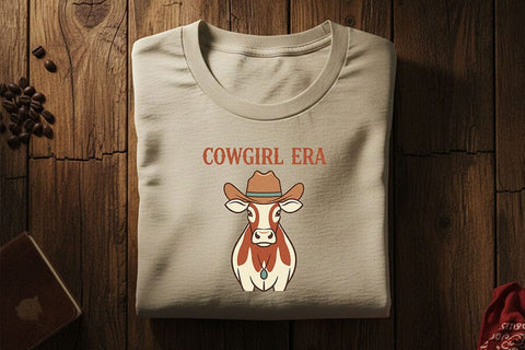 Cowgirl Era Png, Western Cowgirl Sublimation Design, Cute Cow with Cowboy Hat Graphic, Country Concert Shirt Png, Rodeo Western Clipart SVG TiffsCraftyCreations 