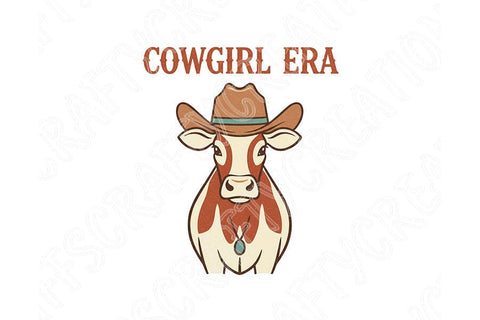 Cowgirl Era Png, Western Cowgirl Sublimation Design, Cute Cow with Cowboy Hat Graphic, Country Concert Shirt Png, Rodeo Western Clipart SVG TiffsCraftyCreations 